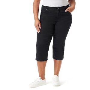 Plus Size Gloria Vanderbilt Amanda Slit Capri Pants, Size: 24W, Black